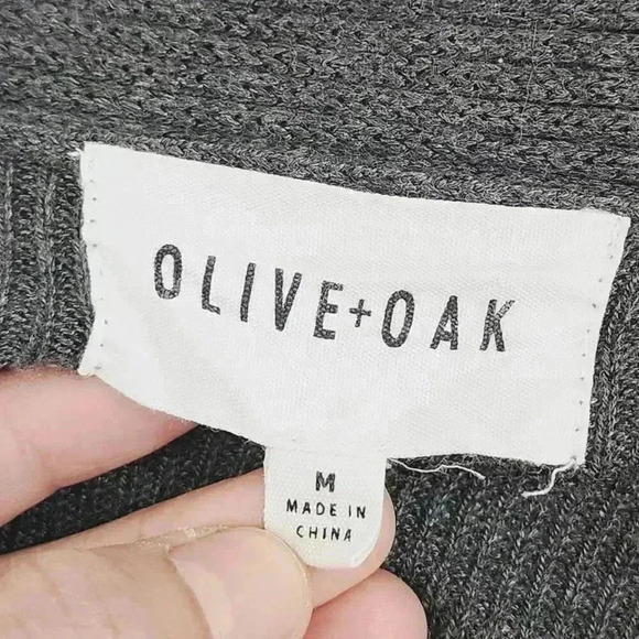 Olive & Oak Womens Charcoal Gray Open Front Cardigan Sweater Medium - Picture 3 of 6